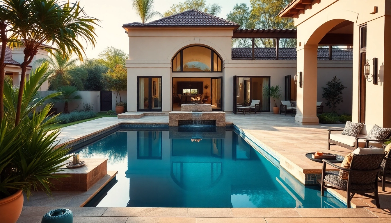 Enhance your outdoor living with stylish hardscapes & pools featuring elegant stone patios and vibrant landscaping.