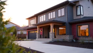 Transform your home's exterior renovations with stunning new siding and windows under warm sunset lighting.