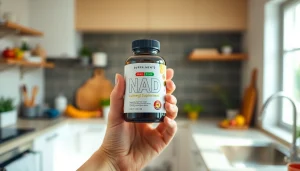 Boost your wellness with a refreshing NAD Supplement in a bright kitchen setting.