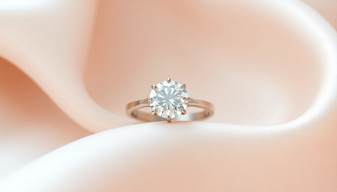 Admiring a stunning 2 Carat Engagement Ring featuring a brilliant cut diamond in a platinum setting.