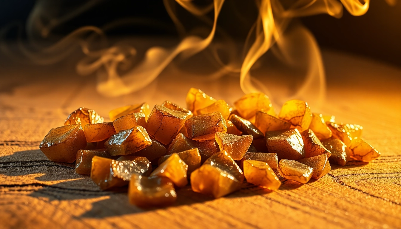 Capture the allure of Louban Dakar incense resin with its rich texture and warm lighting.