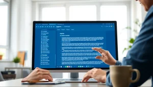 Analyze text with the AI checker in a modern workspace, showcasing efficiency.