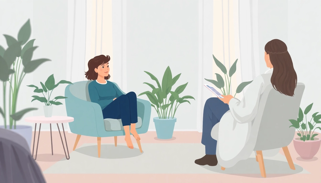 Healing trauma through a supportive therapy session, featuring a soothing environment and attentive therapist.