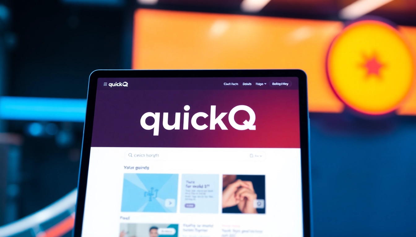 Interact with the innovative features of quickq官网 through a modern digital interface.
