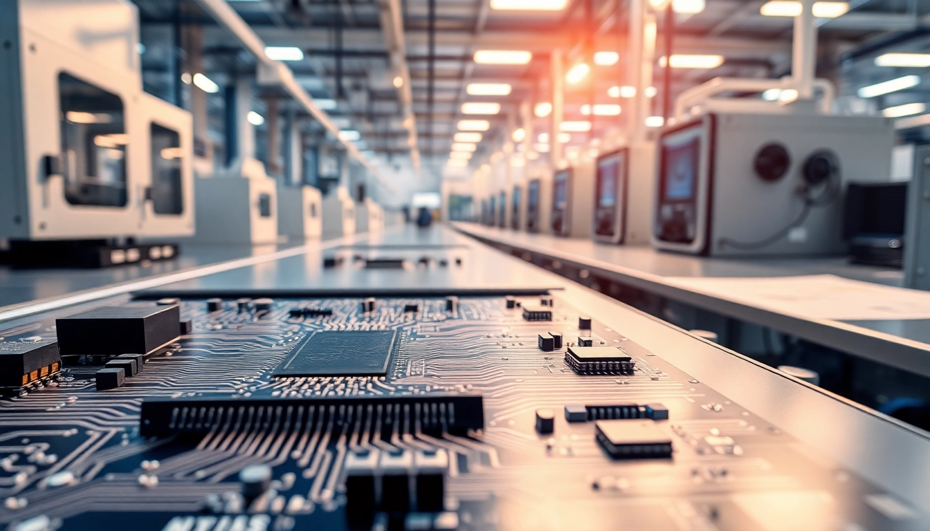 Showcasing microchip innovation AGAIN in a modern manufacturing workspace with advanced technology.