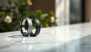 Showcase of beautiful tungsten wedding rings highlighting their unique designs and finishes.