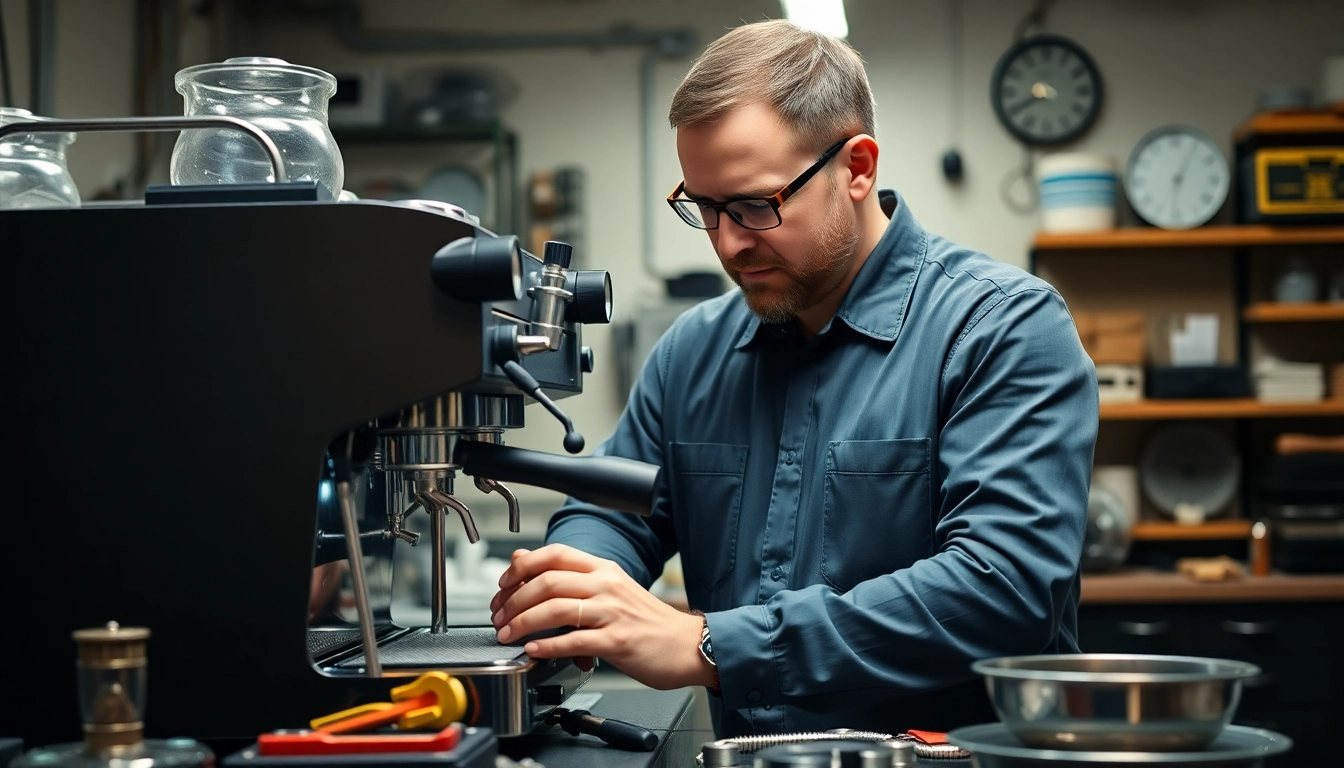 Repairing a Cimbali tamiri espresso machine with professional tools to ensure quality performance.