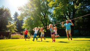 Happy family using a ZIP WIRE KIT in their backyard for fun and adventure.