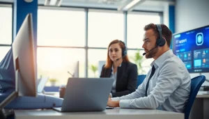 Engaging illustration of Remote IT Support Services Markham with a technician and client interaction.