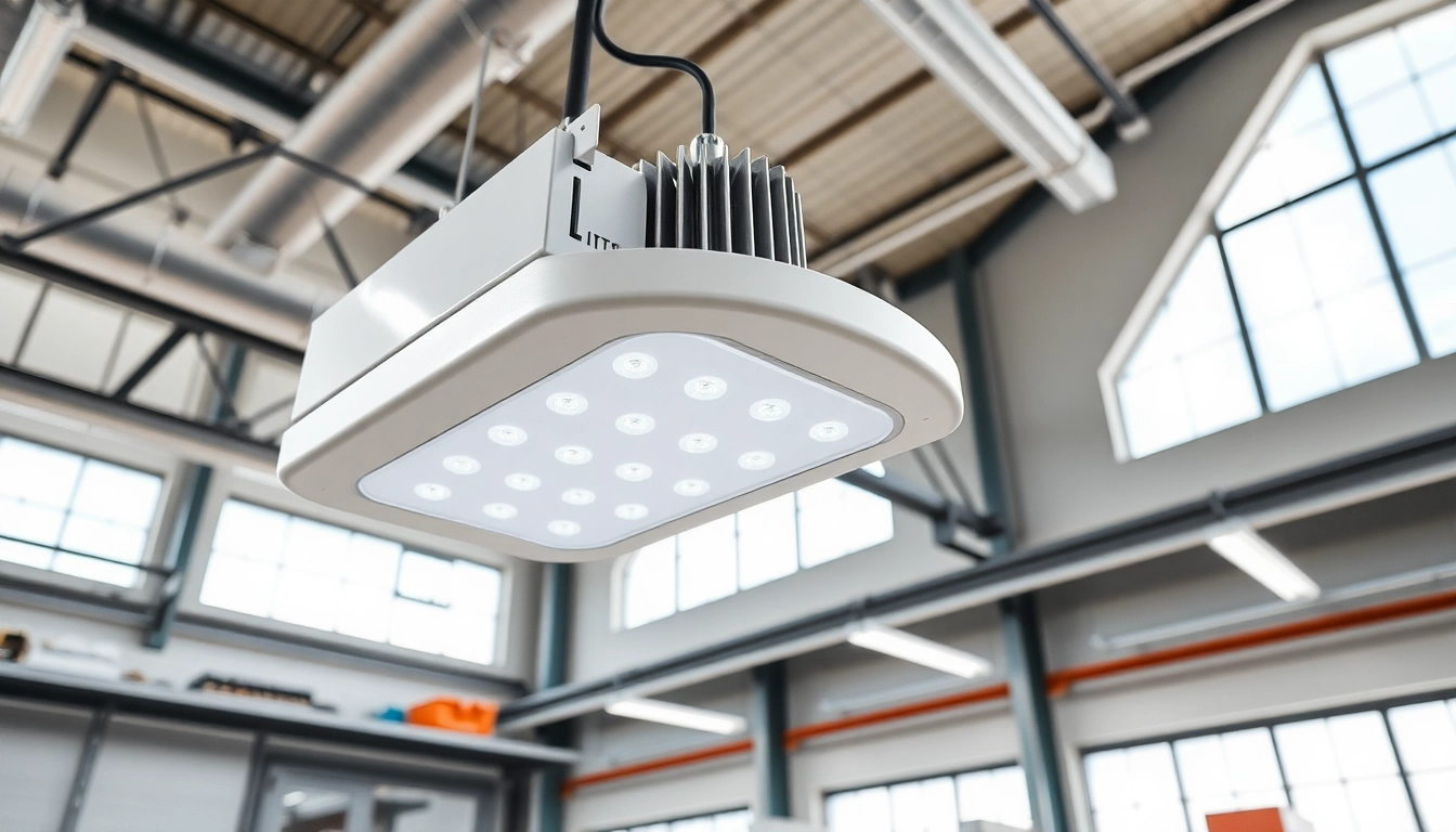 Highlight an LED Vapor Tight fixture illuminating a modern workspace, showcasing its weather-resistant design.