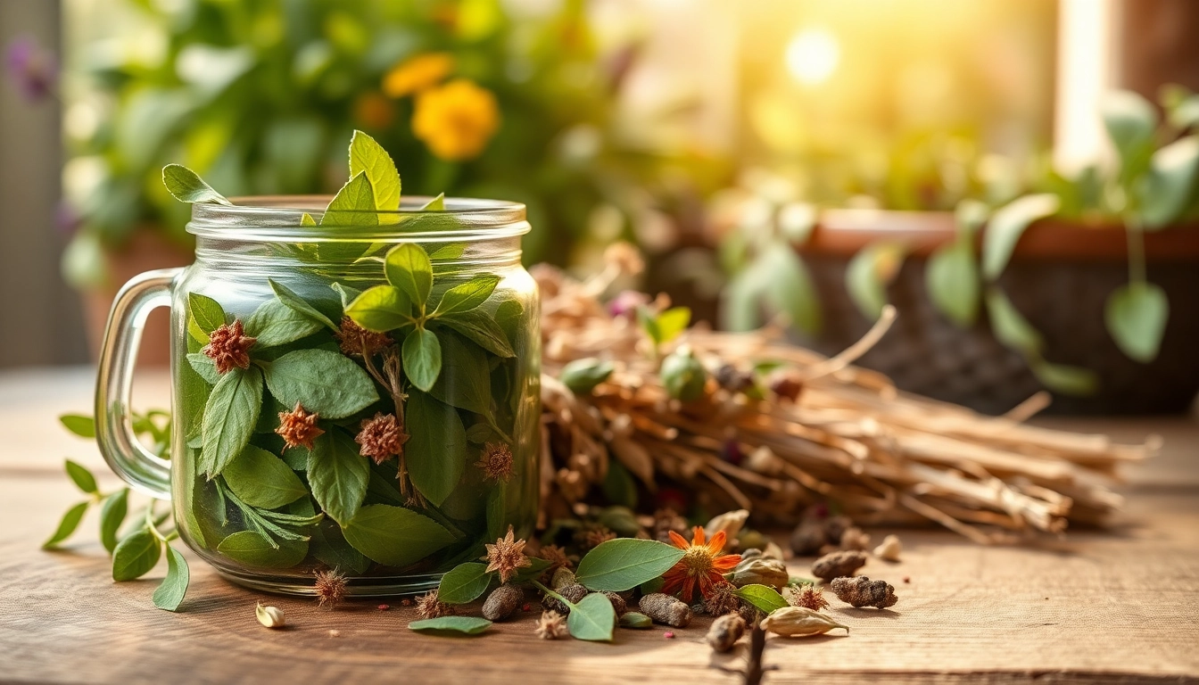 Engaging display of herbal blends showcasing natural textures and vibrant colors.