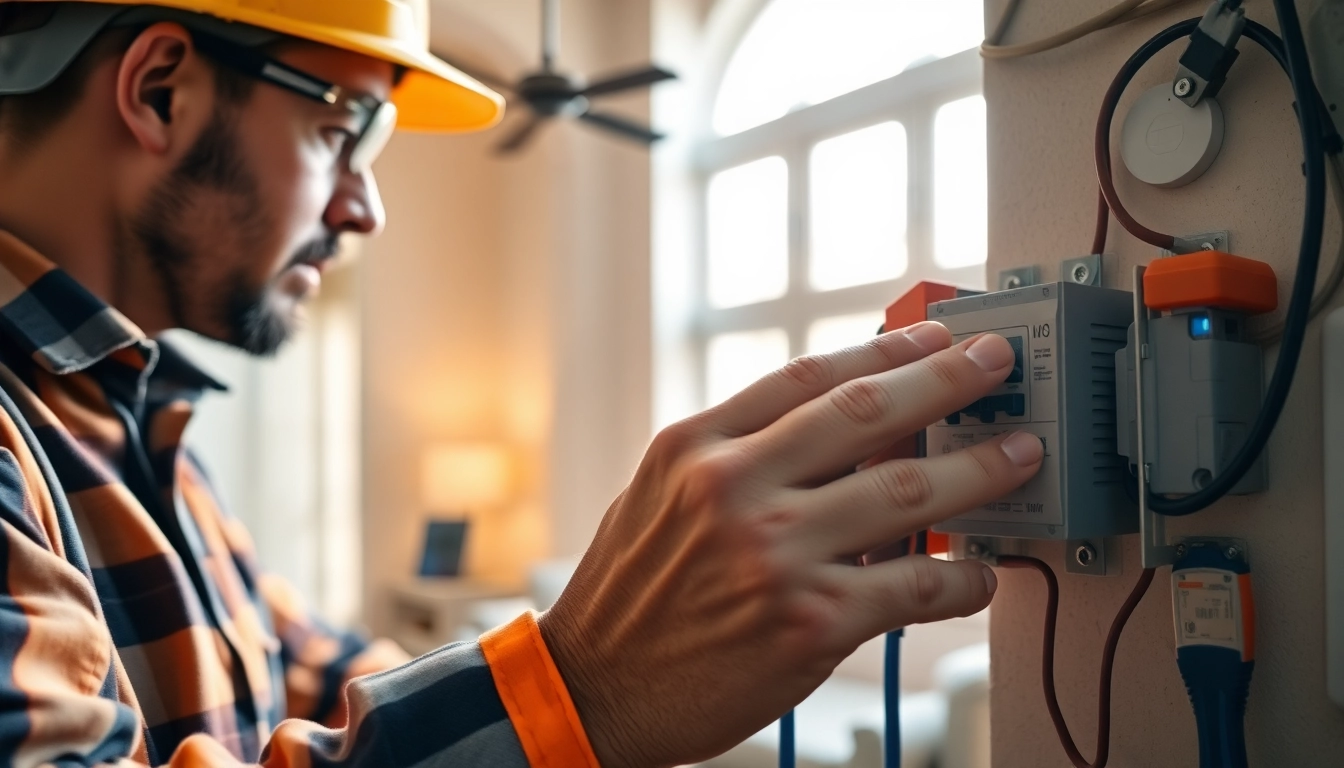 Electrician Clearwater performing a safety inspection of electrical wiring in a home.