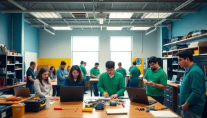 Engage in hands-on learning at a trade school Knoxville TN with diverse students and modern equipment.