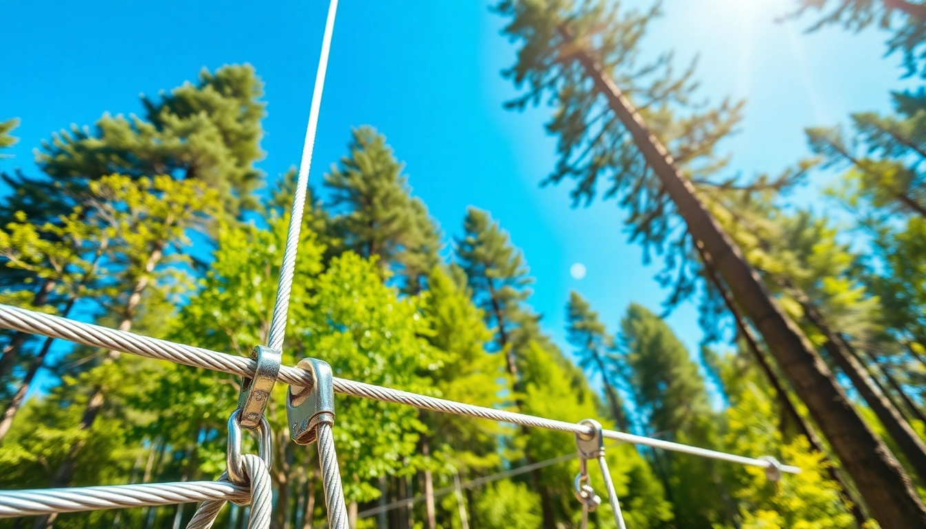 Experience the thrill of a zip wire kit amidst a vibrant forest setting with adventure enthusiasts.