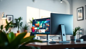 Showcasing innovative website design with dynamic templates in a professional workspace.