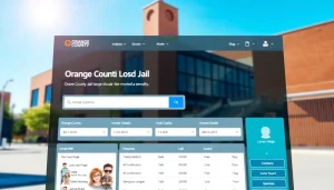 Orange county jail inmate search tool interface for users seeking inmate information.
