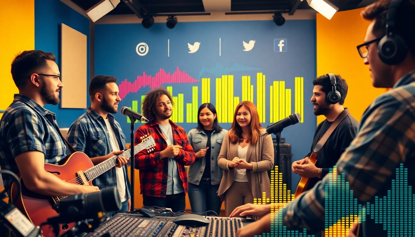 Engaging musicians utilizing music promotion services to boost their visibility and connect with audiences.