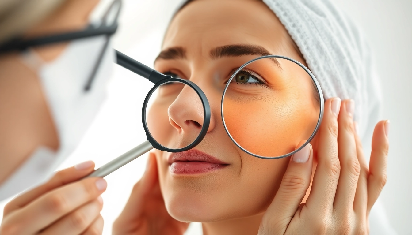 Treating aesthetic skin concerns with detailed analysis by a dermatologist in a clinical setting