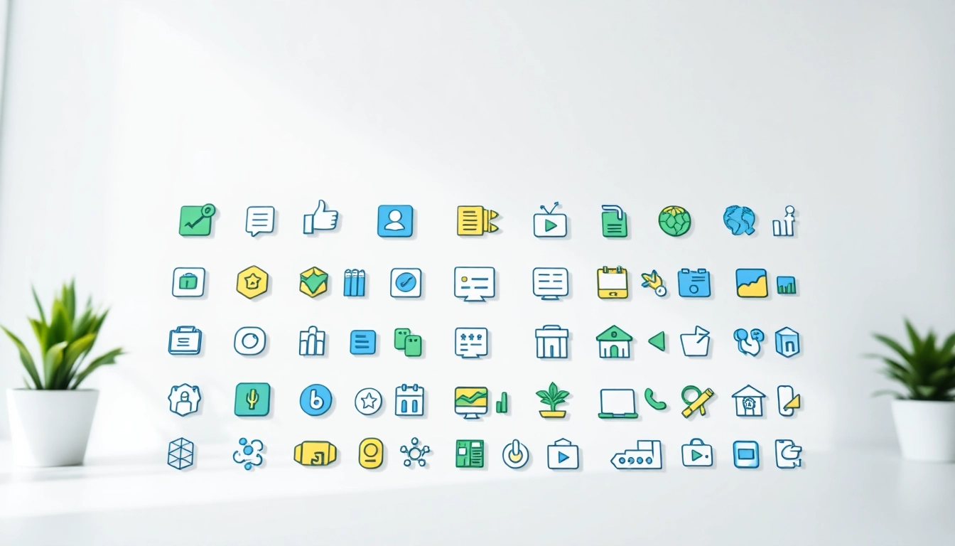 Curated collection of vibrant icons designed for creative projects, showcasing various themes and styles.
