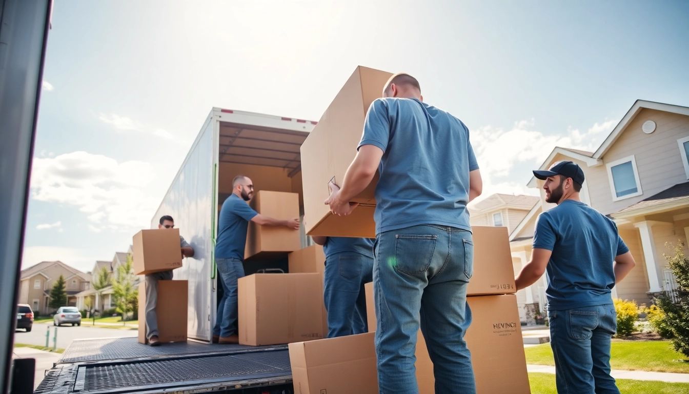 Efficient movers calgary loading furniture into a truck in a suburban neighborhood.