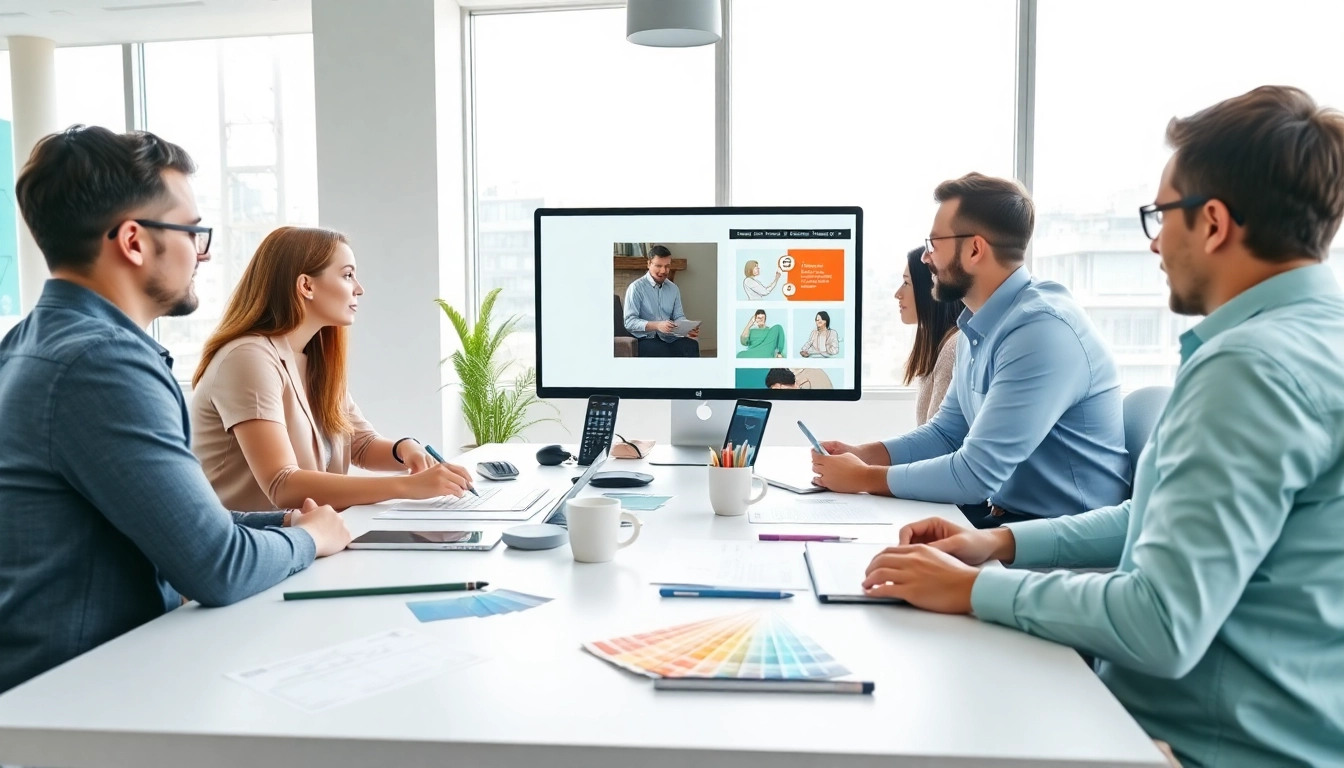 Expert team focusing on website design in kansas city with vibrant colors and engaging atmosphere.