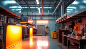 Using ir paint curing lamps to achieve efficient drying processes in a modern industrial workspace.
