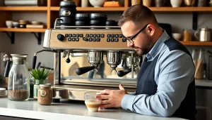 Cimbali tamiri yapan teknisyen, espresso makinesinin içini inceleyerek arızayı gidermeye çalışıyor.