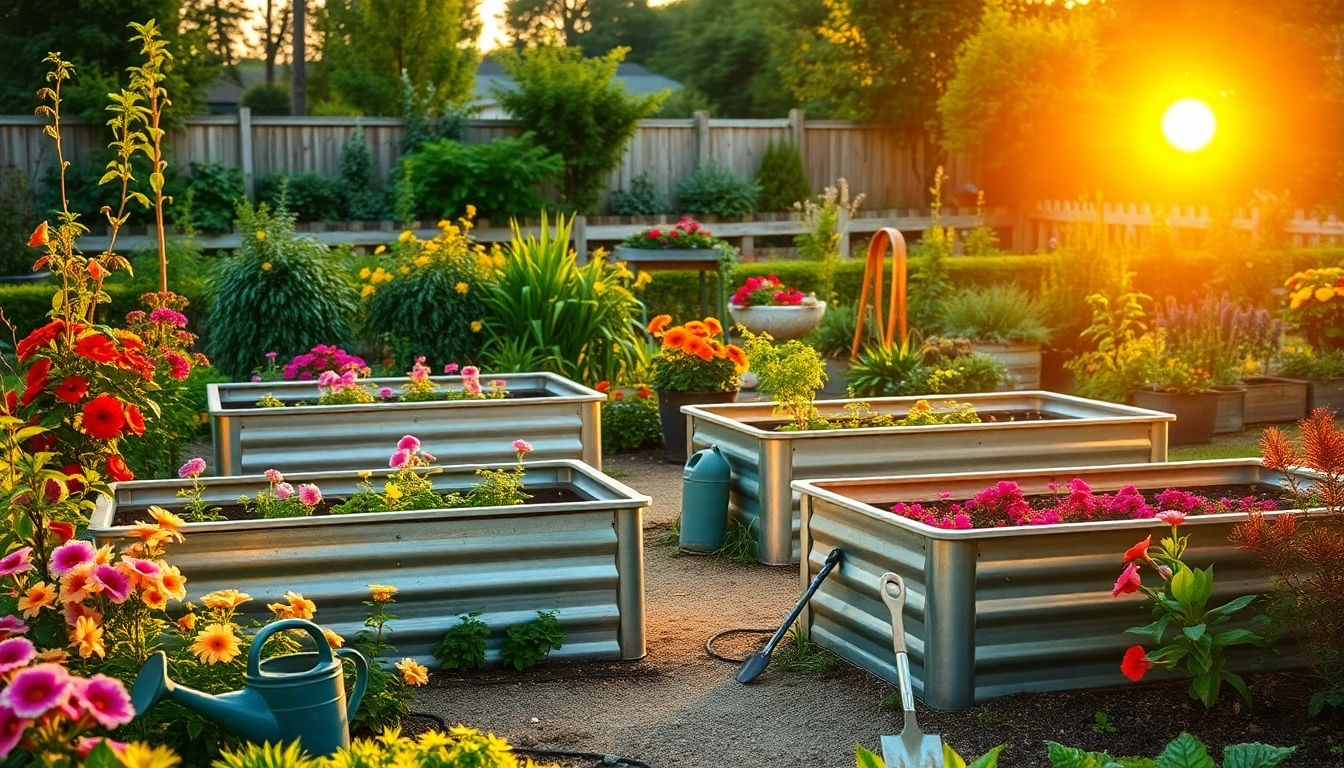 Enhance your garden with landguard raised beds featuring vibrant flowers and lush greenery.