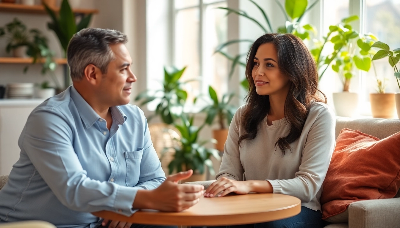 Engaging conversation with an attachment theory coach in a cozy environment.