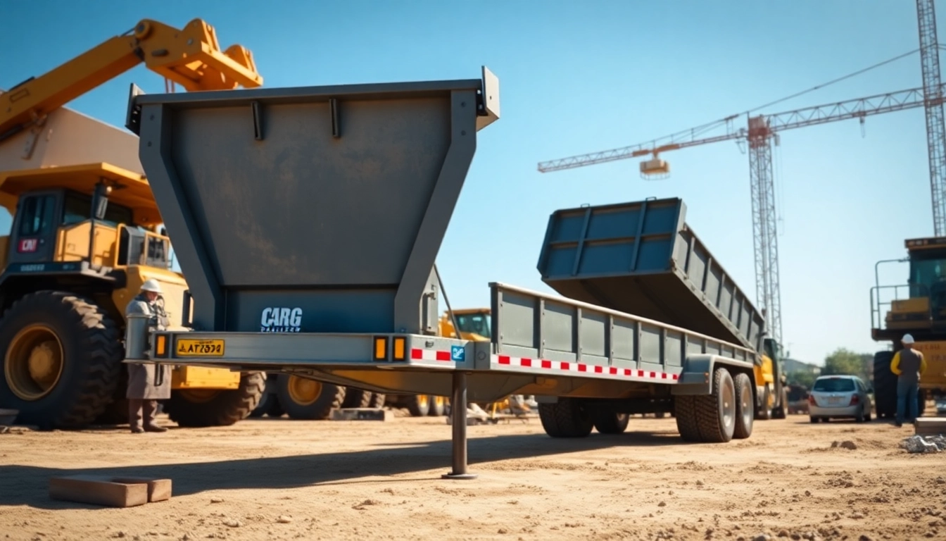 Loading materials with hydraulic dump trailers for sale demonstrating their strength and efficiency.